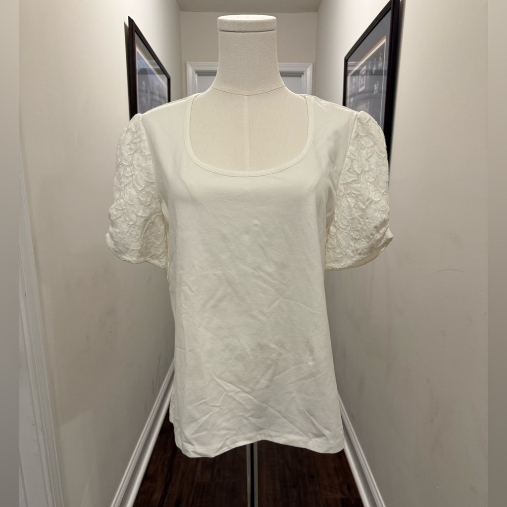 NIC+ZOE White Statement Sleeve Top